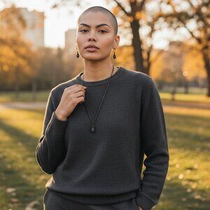 Industrial Punk Rock Steamtrunk Pulley Gunmetal Black Casual Chain Necklace Set